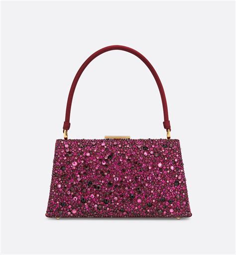 Top Handle Bag Burgundy Strass